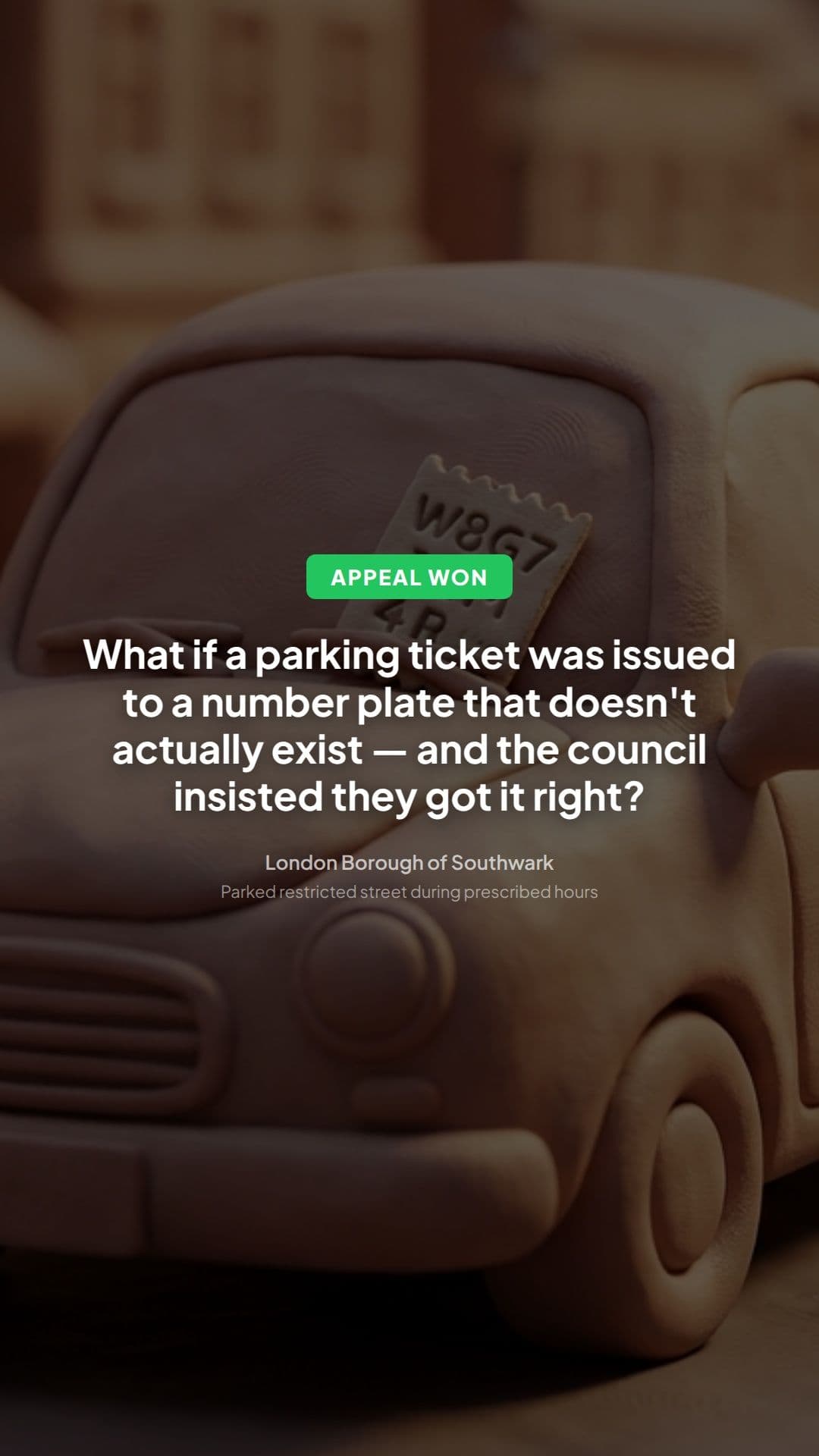 Southwark PCN appeal won: restricted street hours PCN