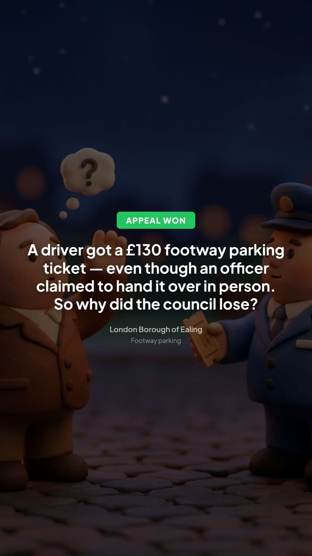 Ealing footway parking PCN appeal: how it was won
