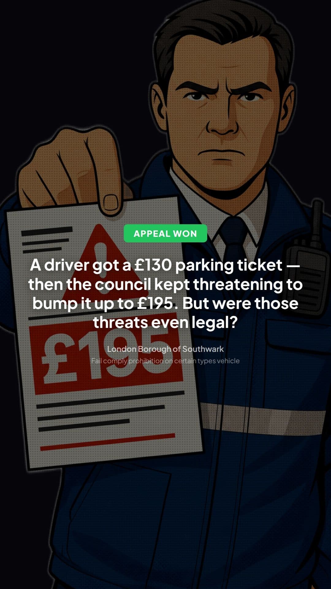 Southwark PCN: Prohibited Vehicle Ban Appeal Allowed