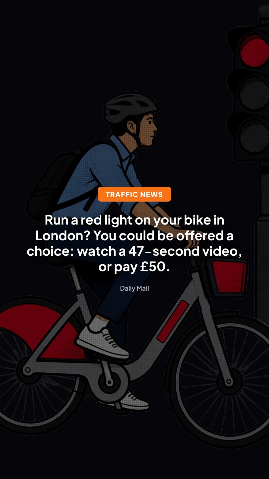 Cyclists Face £50 Fine or Road Safety Video at Red Lights